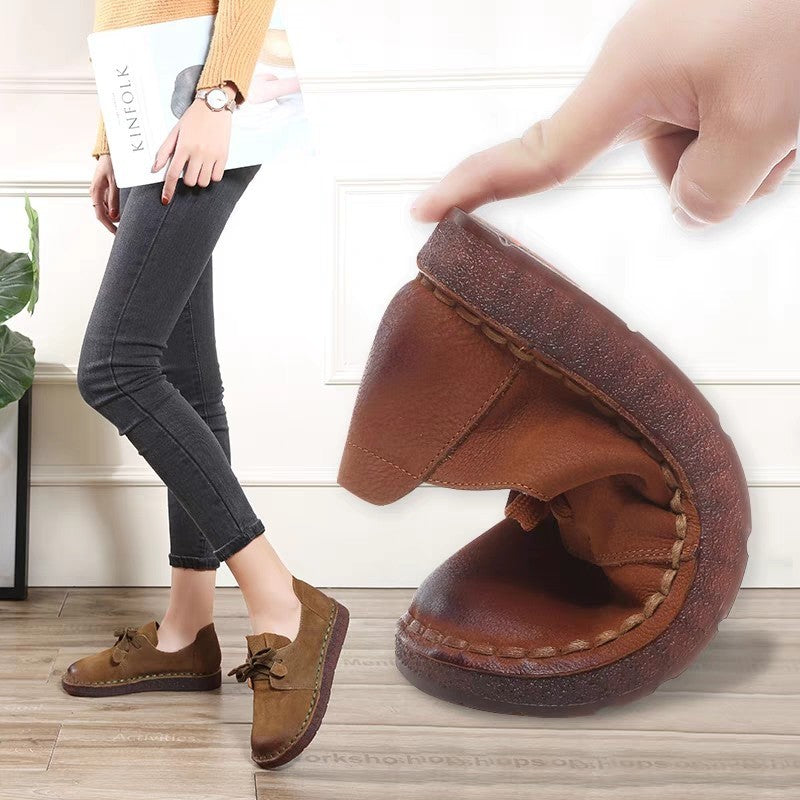 Casual Retro Beef Tendon Soft Sole Japanese Mori Women Comfortable Cowhide Small Shoes