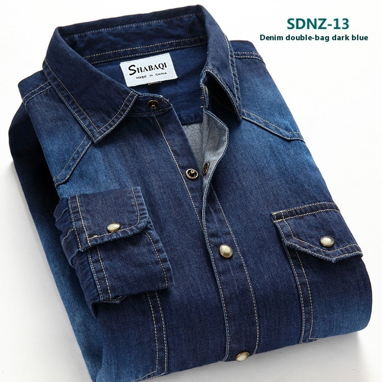 Men's Cotton Denim Long-sleeved Shirt