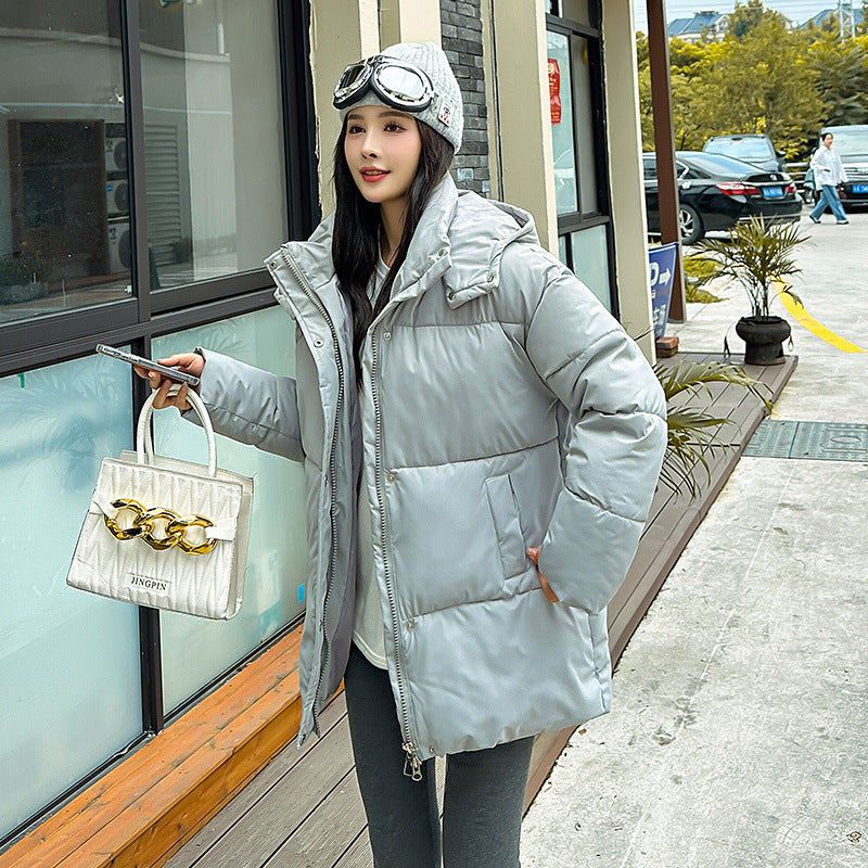 Korean Style Women's Thick Hooded British Style Cotton-padded Coat