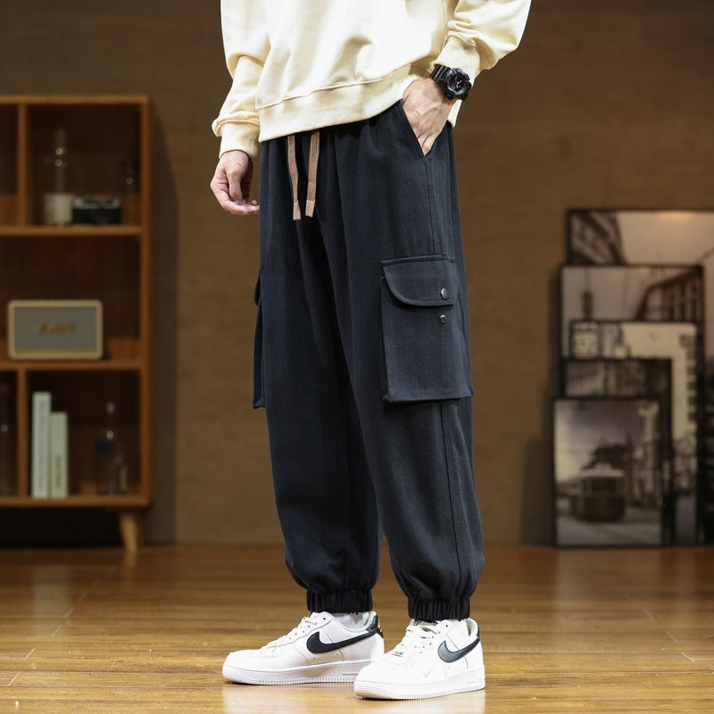 Men's Fall Casual Pants Cotton Sweat Pants American Style Loose