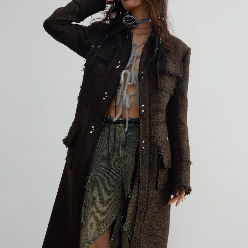 Fringe Damage Wandering Artist Long Woolen Coat