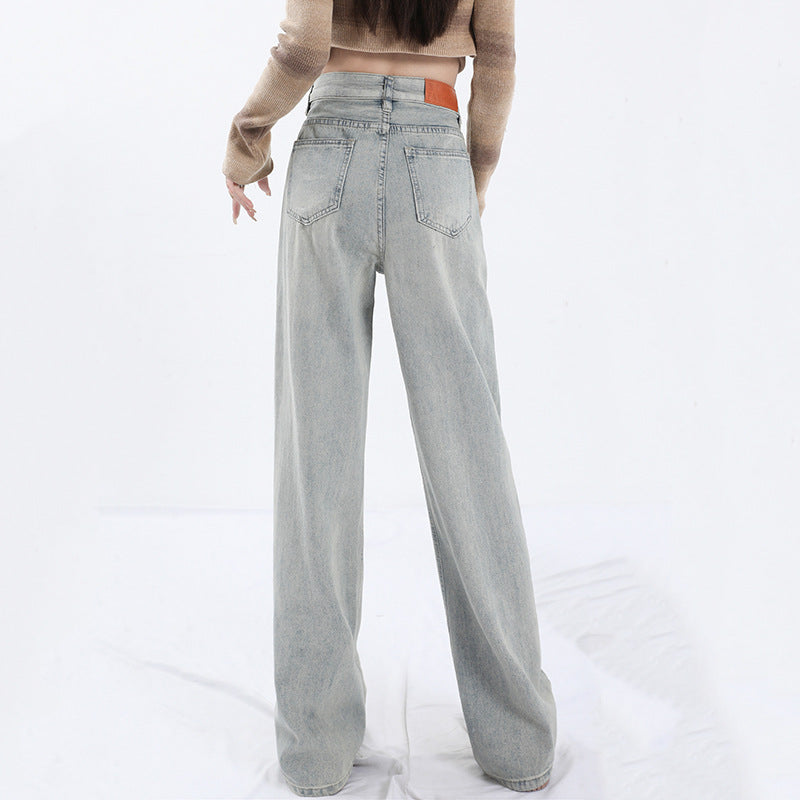 Light Blue Washed High Waist Jeans For Women