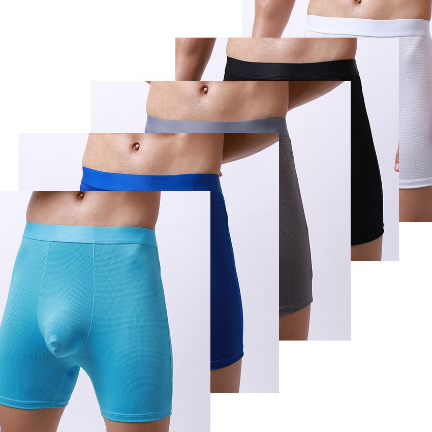 Men's Lengthened Boxers Breathable Mesh Underpants Sports