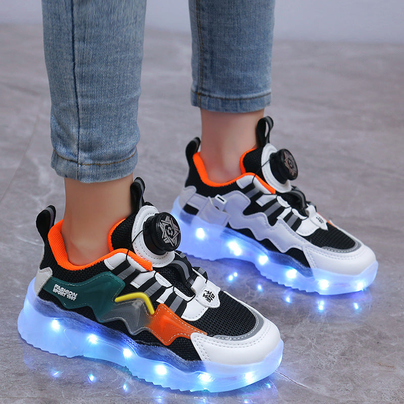 Rotating Button Charging Colorful Light Shoes Sports Light Up Shoes