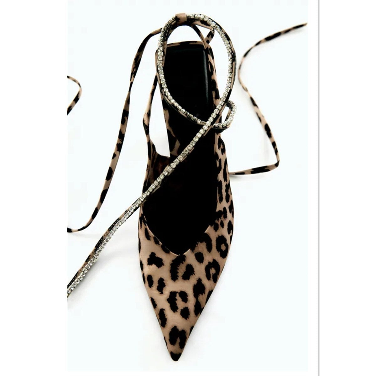 Personalized Leopard Print Suede Mid Heel Pointed Toe Strap Sandals