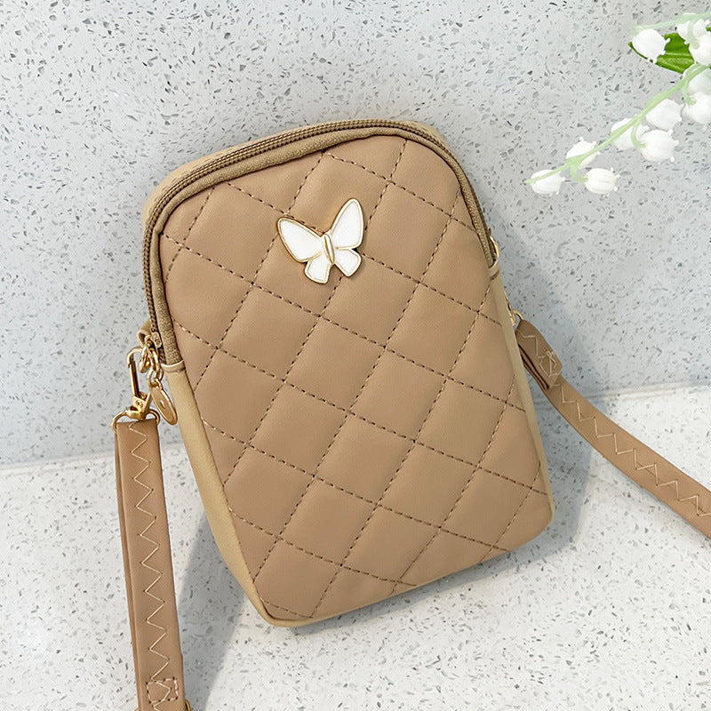 Embroidered Butterfly Rhombus Crossbody Bag