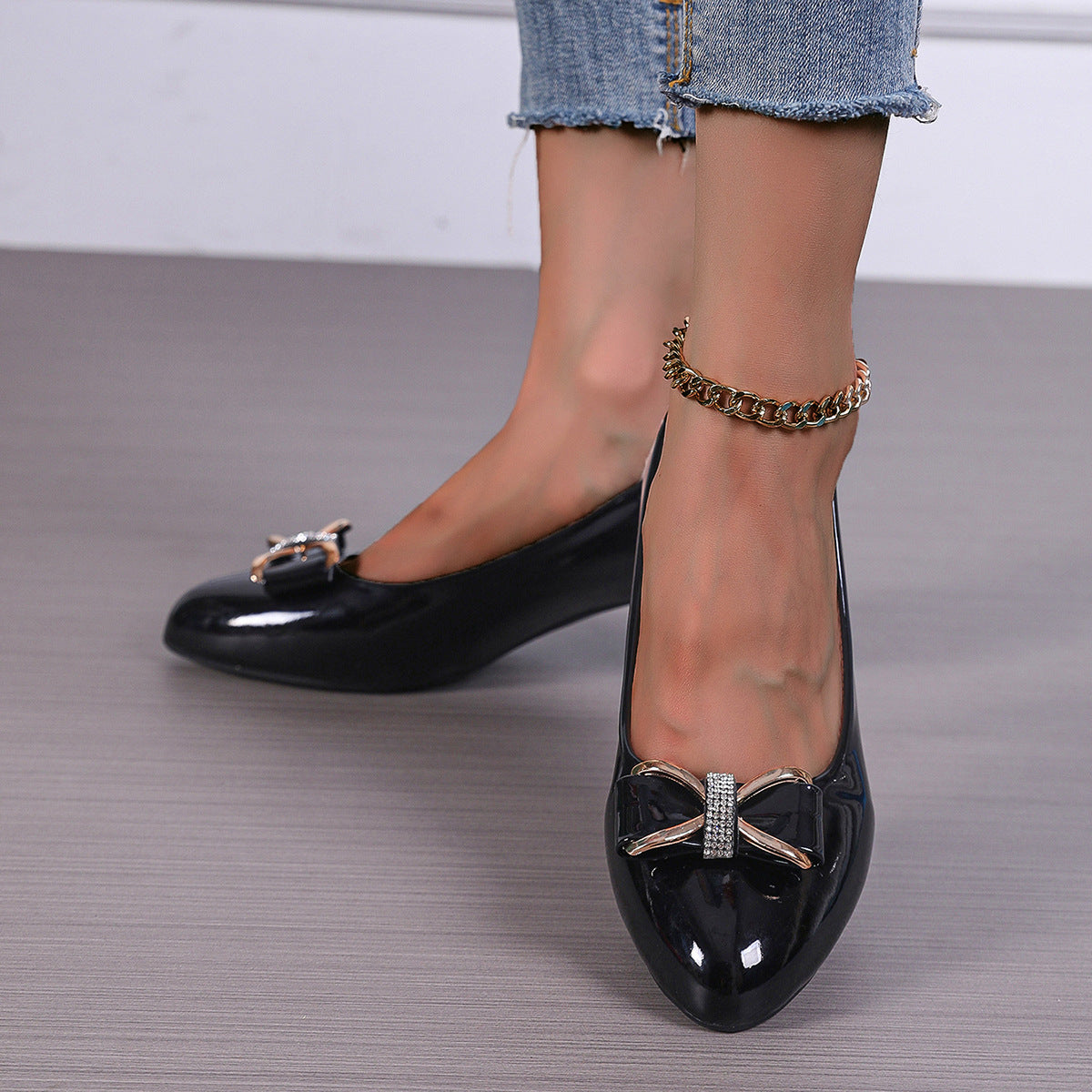 New Bow High Heel Low-cut Pumps Korean Style Pointed Women