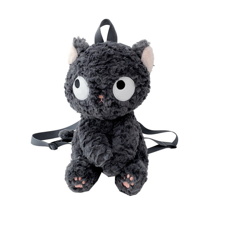 Cute Little Black Cat Doll Plush Backpack Bags