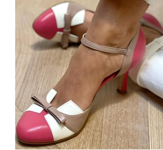 High Heel Matching Buckle Hollowed Sandals