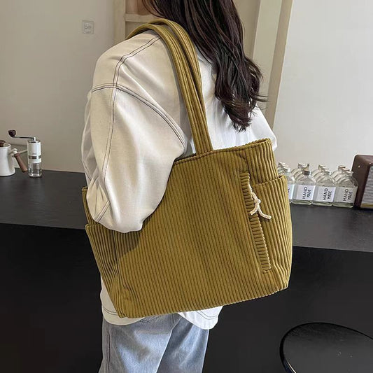 New Autumn And Winter Leisure One-shoulder Shopping Large Capacity Corduroy Bag