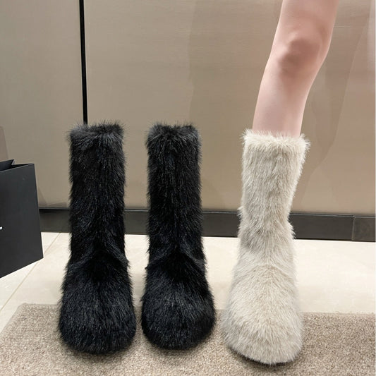 Women's Thick Bottom Fleece-lined Thermal Insulation Cotton Shoes