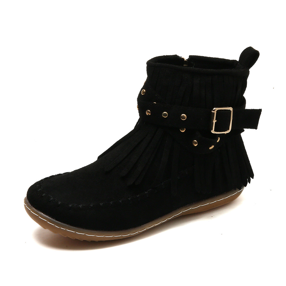 Women's Double-layer Tassel Flat Bottom Fleece-lined Boots