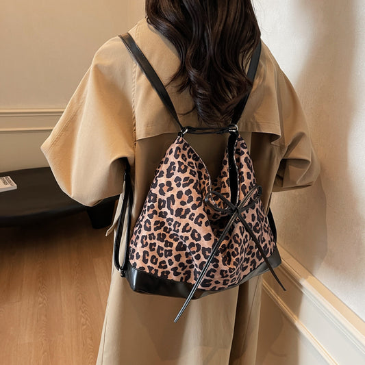 Leopard Print Personality Large Capacity Fashion Backpack Three-purpose