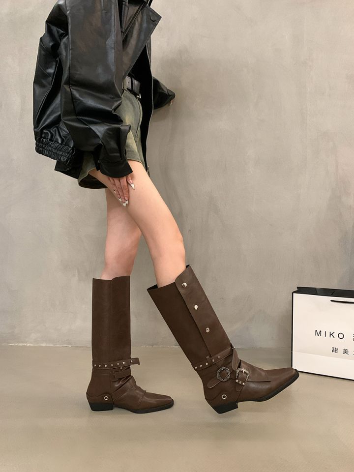 Women's Retro Rivet Tall Knight Boots