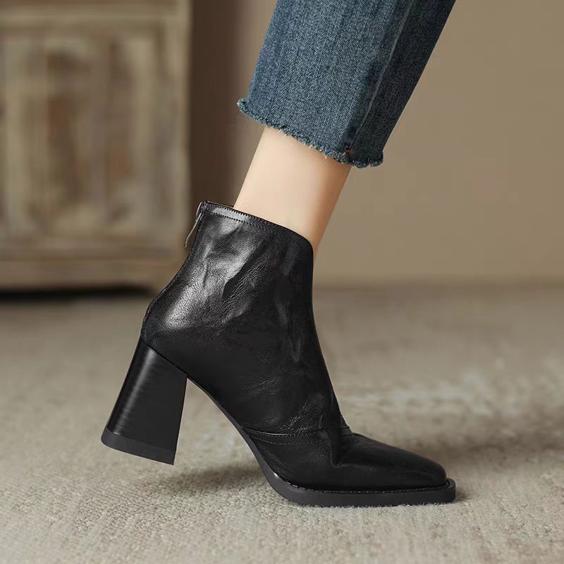 Women's Fashion Retro Square Toe Ankle Boots