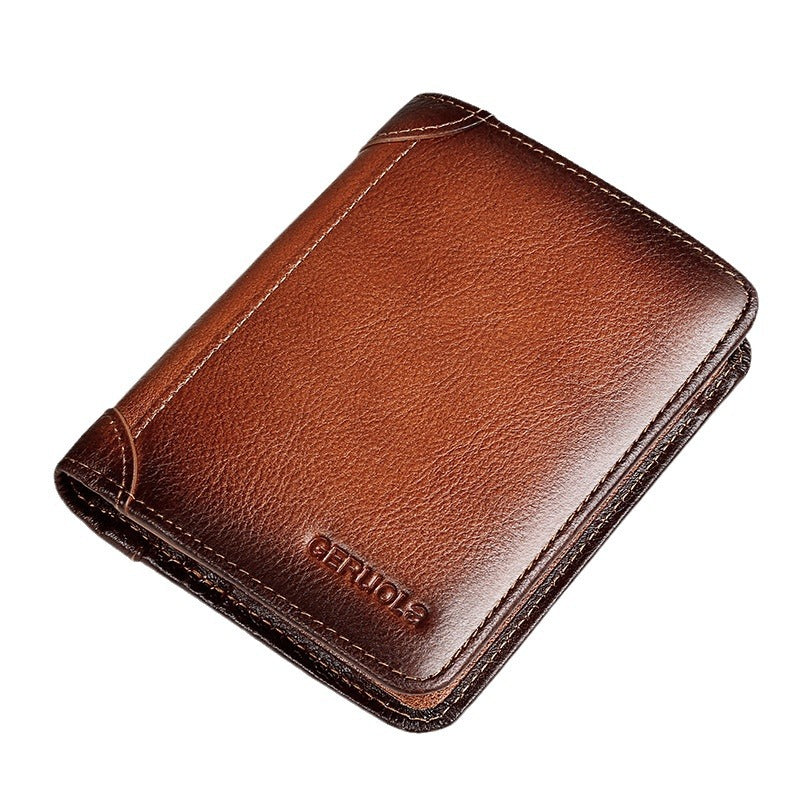 Genuine Leather Anti-theft Swiping Ultra-thin Cheng E Wallet