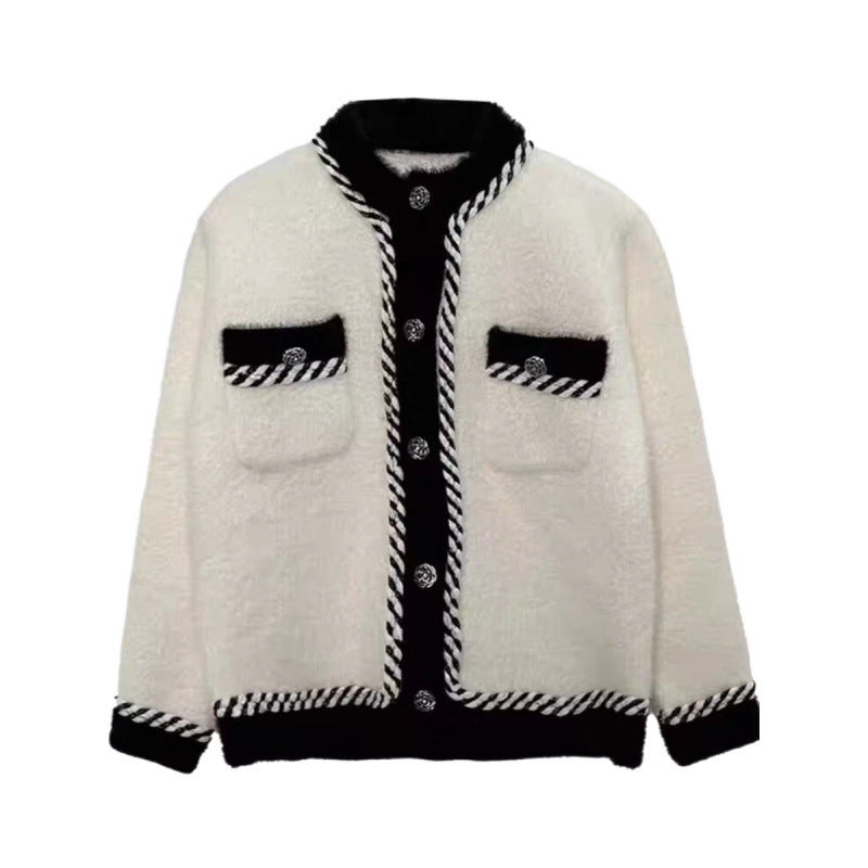 Mink-like Wool Knitted Cardigan Top