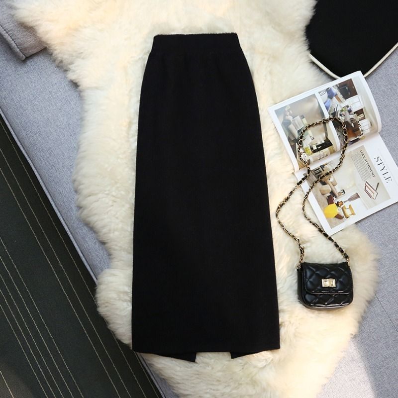 Mink Fur Knitted Skirt For Women Autumn And Winter