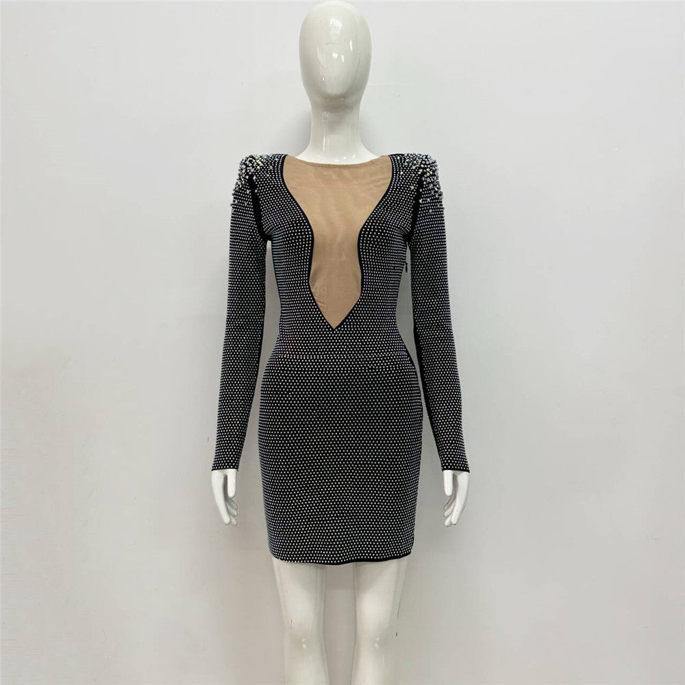 Sexy Rhinestone Bandage One-piece Dress Cross Border Foreign Trade Sexy Tight