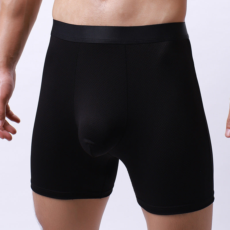 Men's Lengthened Boxers Breathable Mesh Underpants Sports