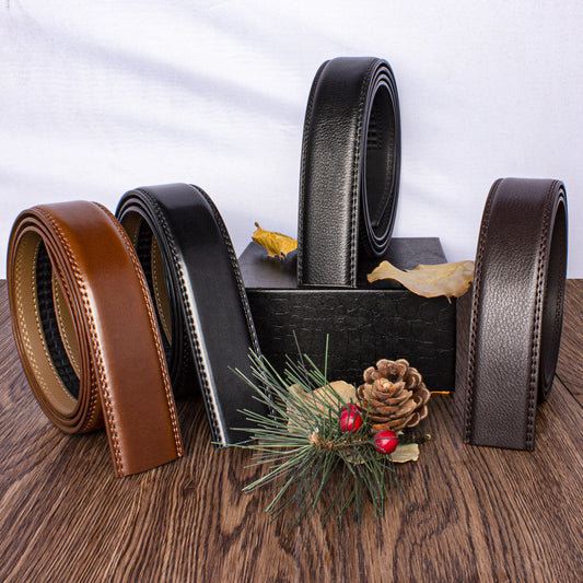 Double-sided Genuine Leather Alloy Grain Reverse Pull Simple Business Casual Pants Belt