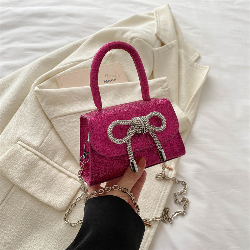 Simple Casual  Bowknot New Fashion Korean Chain Personality Hand-carrying Crossbody Shoulder Small Square Bag