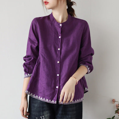 Vintage Embroidered Cardigan Loose Casual Top