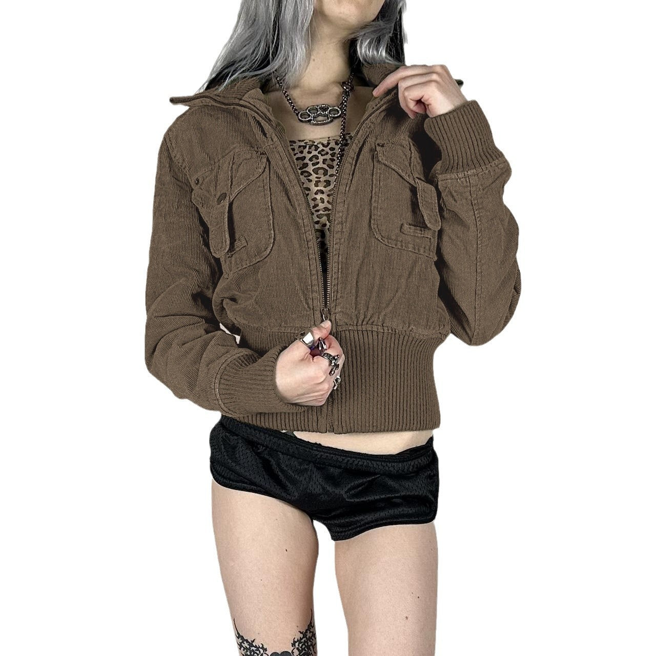 Autumn Corduroy Thread Stitching Jacket Versatile Casual Coat