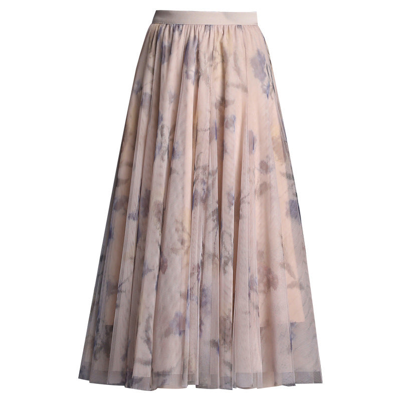 Gauze Skirt Women's Half-length High Waist Three-layer Large Swing Skirt Fashion Oversized Pleated Skirt