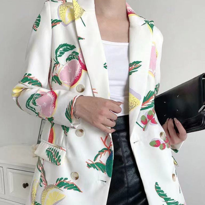 Women's Autumn Fresh Fruit Printed Small Suit