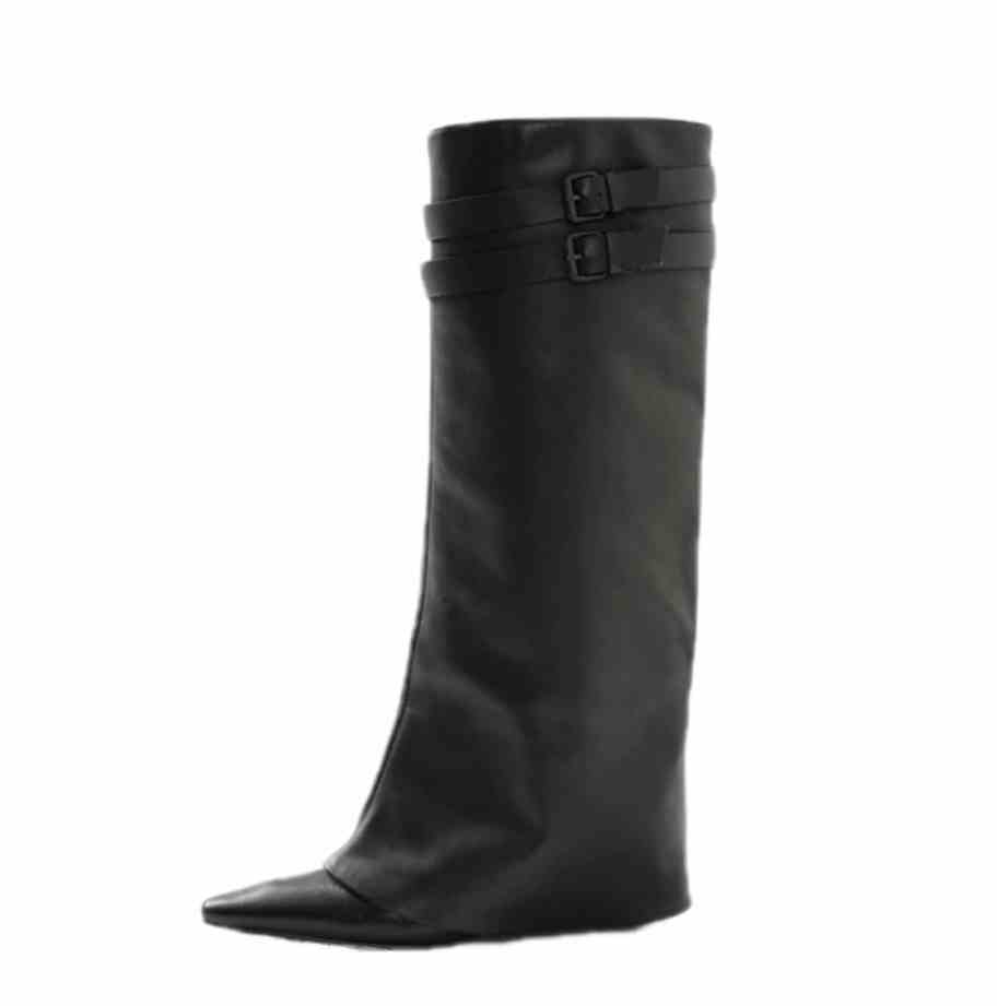 Pointed Toe Below The Knee Wedge High-top Thin Knight Women's Boots