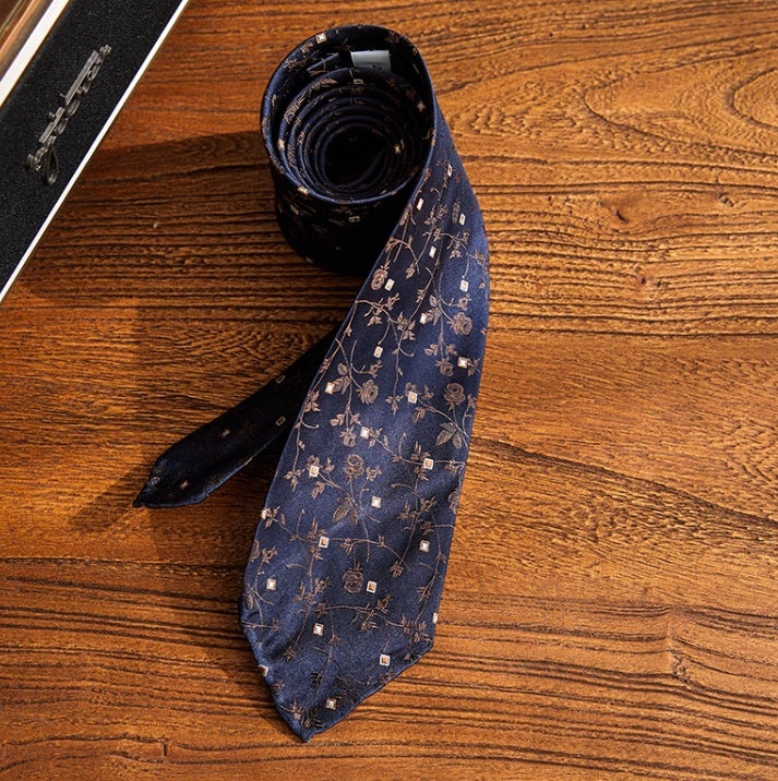 Three-fold Roll Wool Lining Handmade Tie Silk Jacquard Businese Suit Accessories