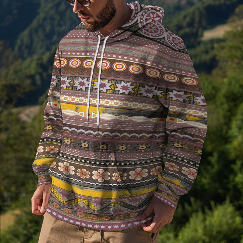 Ethnic Series Printed Hoodie Men's Sweater