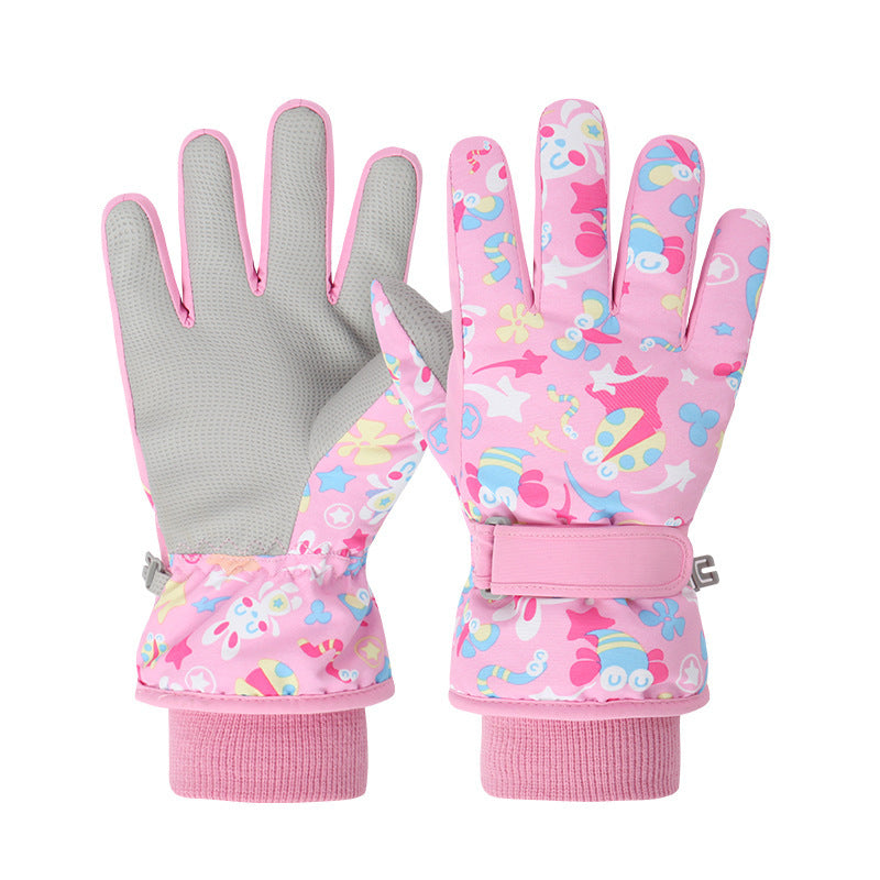 Children's Skiing Gloves With Thickened Fleece For Warmth