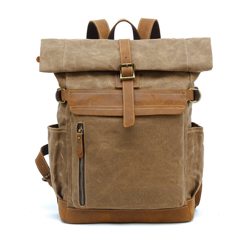 Backpack Crazy Horse Leather Leisure Travel Bag Men's Backpack Oil Wax Handheld Canvas Computer