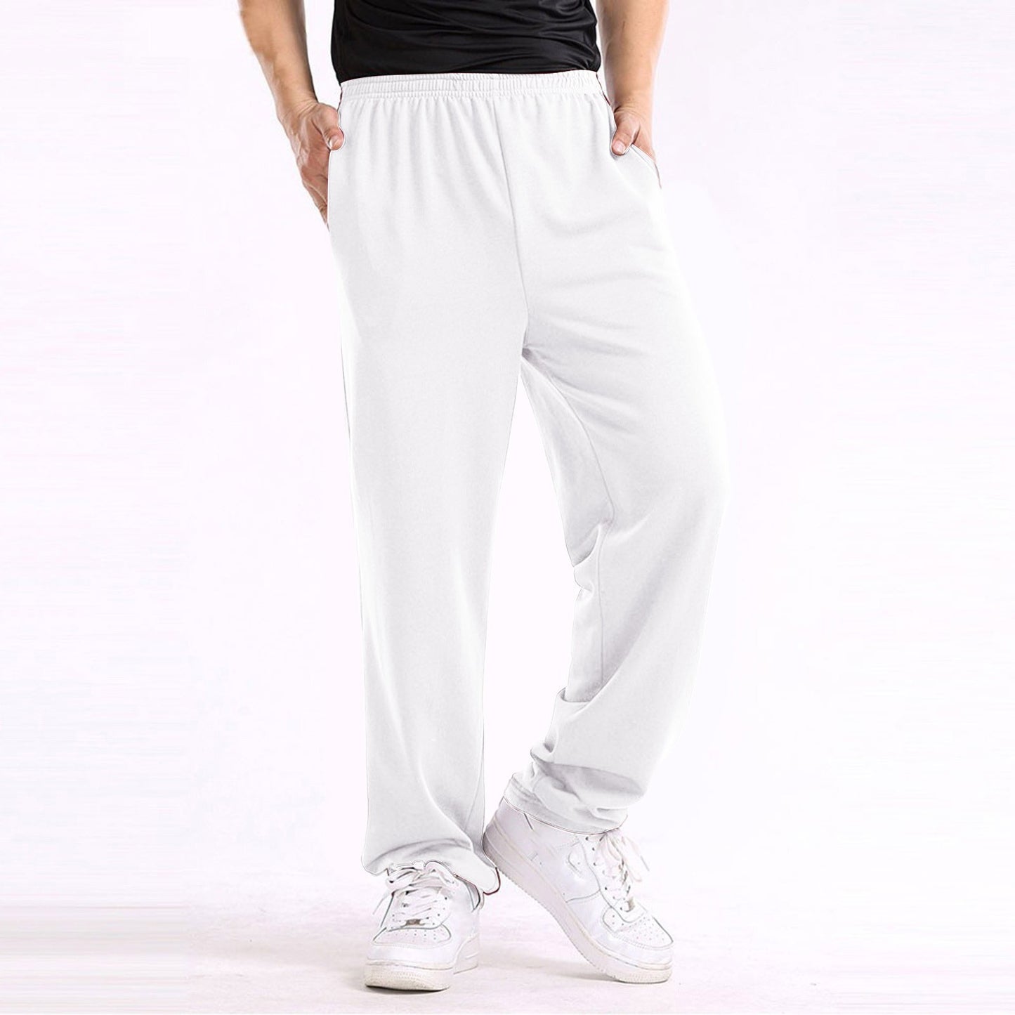 Casual Trousers Men's Home Straight Sweater Solid Color Loose Trousers