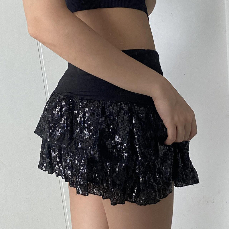 INS Sweet And Sexy Sequin Stitching Cake Skirt