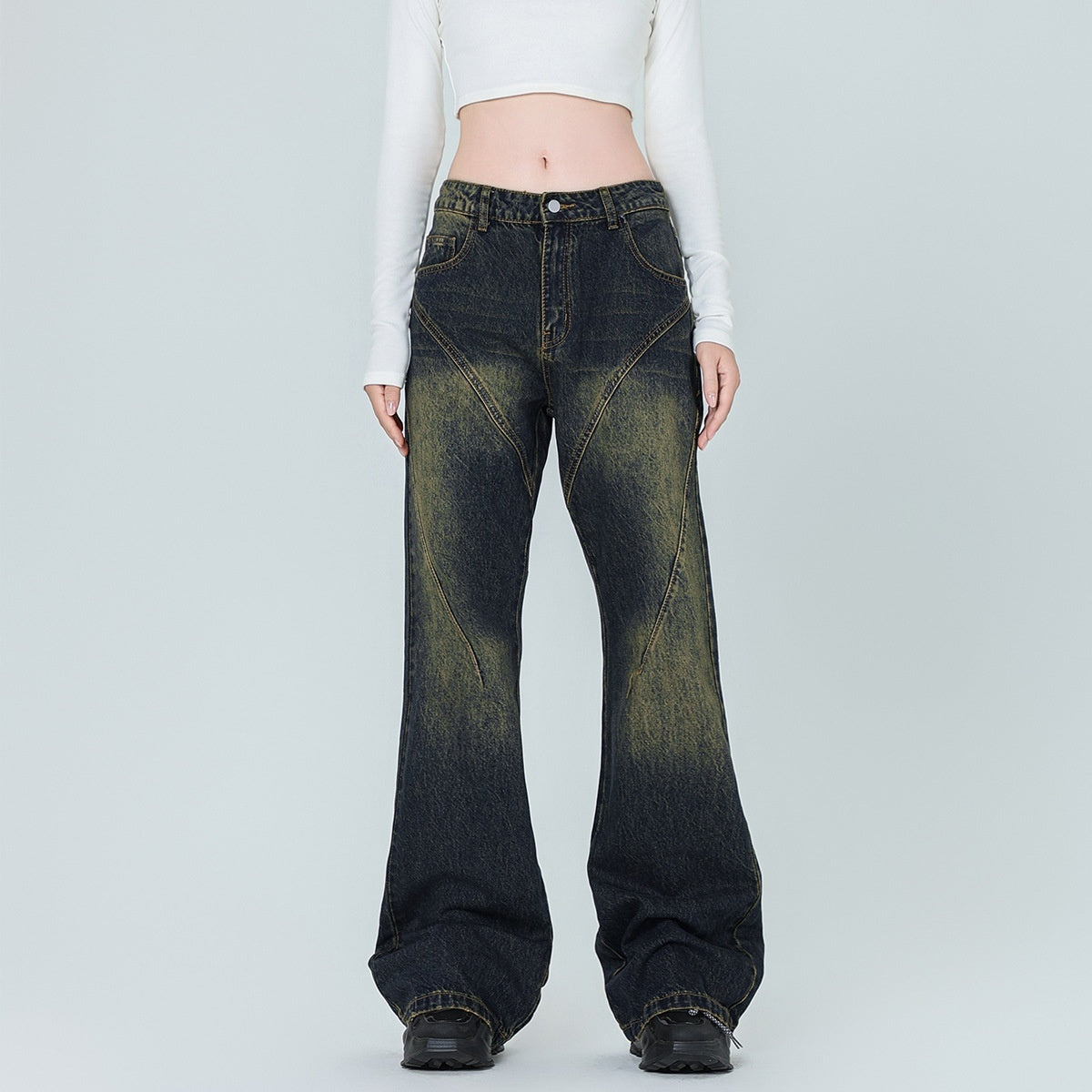 Retro High Street American Micro-washed Slim Jeans