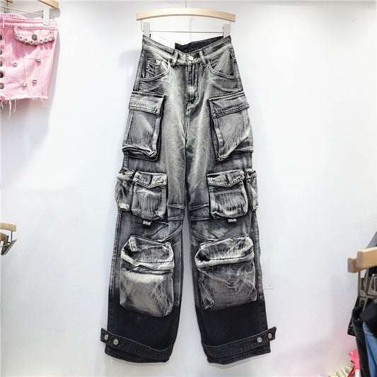 Workwear Paratrooper Casual Jeans Women's Fashion