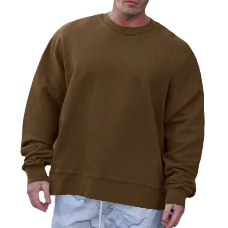 Round Neck Sweater Fleece Light Board Solid Color Pullover