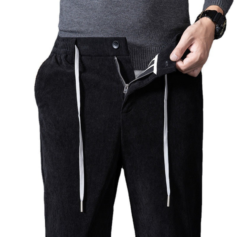 Thick Casual Pants Weight-catcher Men's High Waist Fattening Oversized Slacks