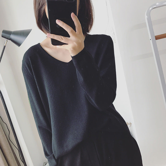 V-neck Pullover Long Sleeve Sweater