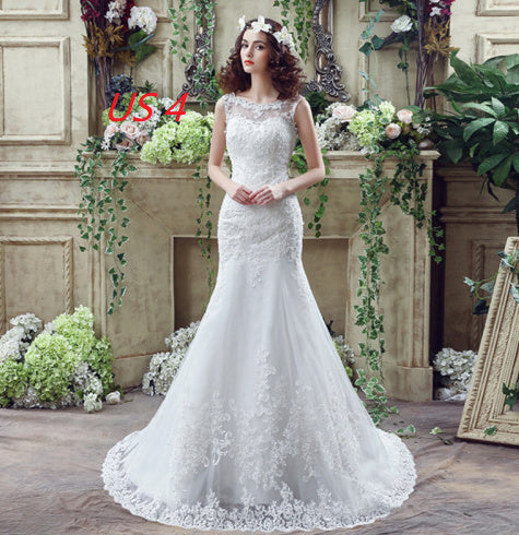 Bride Trailing Wedding Dress sexy Lace Mermaid Wedding DressW