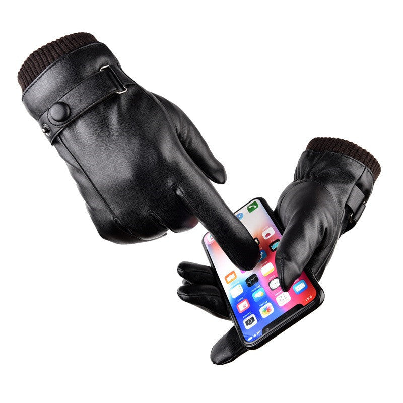 Autumn And Winter Warm Touch Screen Fleece-lined Thick Waterproof Gloves