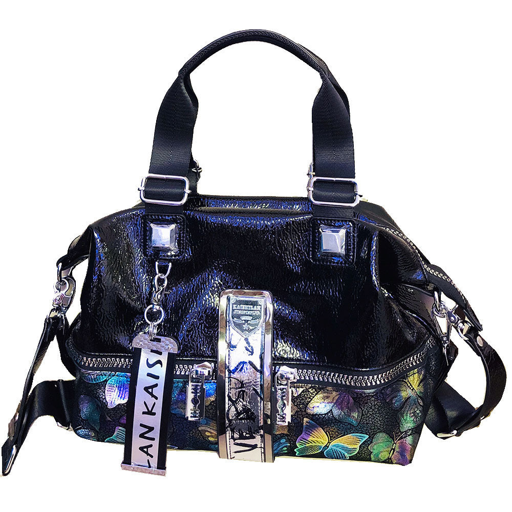 Women's Painted Print Portable Western Style Soft Leather Shoulder Large Bag