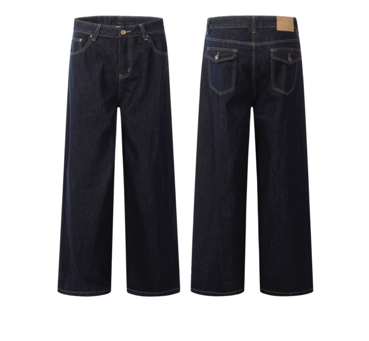 American Retro Wide Leg Dark Blue Jeans