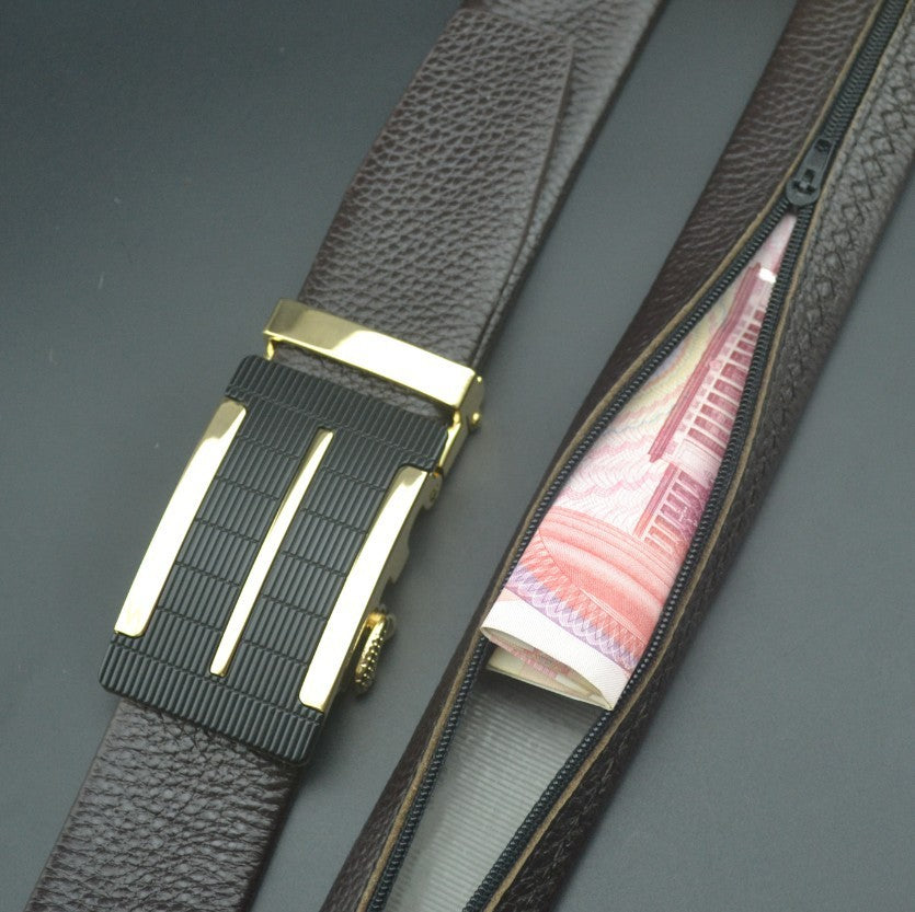 First Layer Cow Leather Belt Can Hide Money