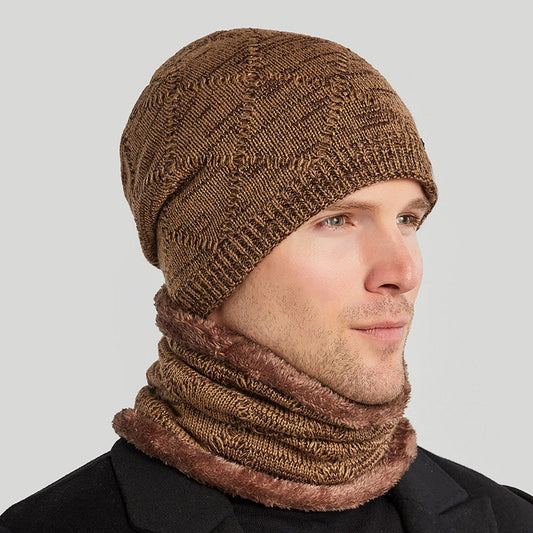 Biking Men's Two-piece Woolen Hat With Head And Ear Protection