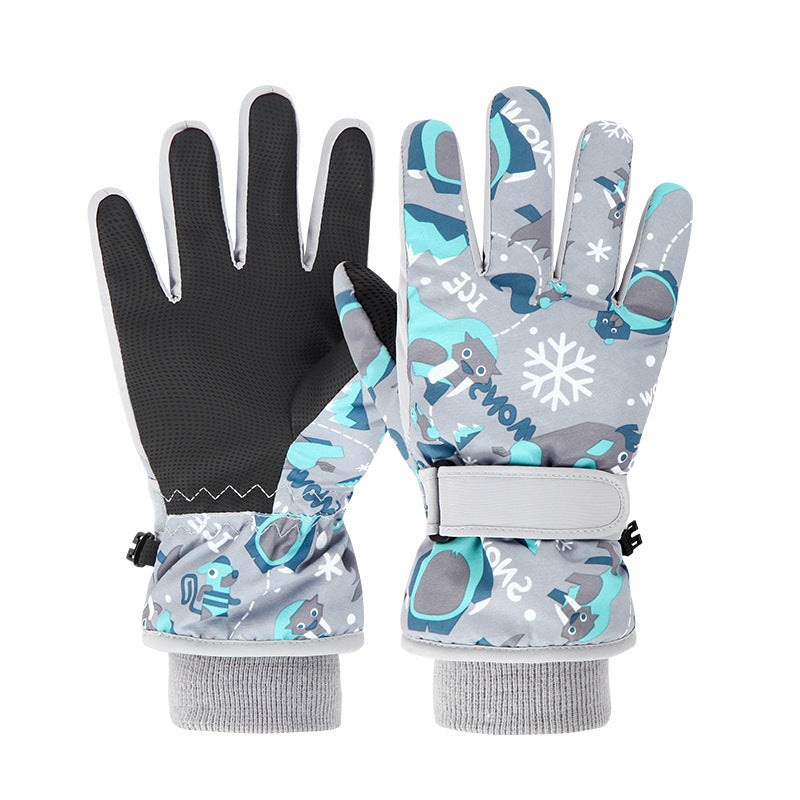 Children's Skiing Gloves With Thickened Fleece For Warmth