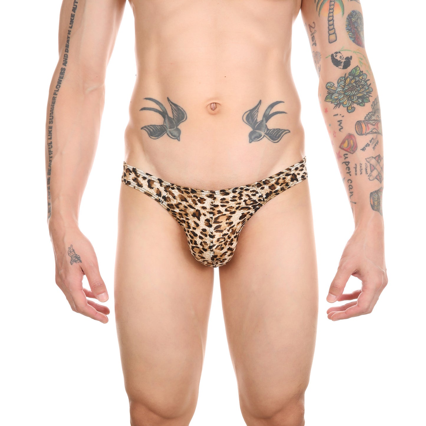 Men's Thong Snakeskin Pattern European And American Wild Leopard Print Underpants